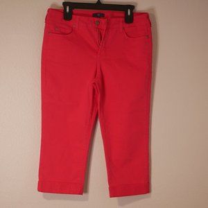 NYJD Hot Pink Capri (NWOT) Made in USA Rhinestone Hems Size 10